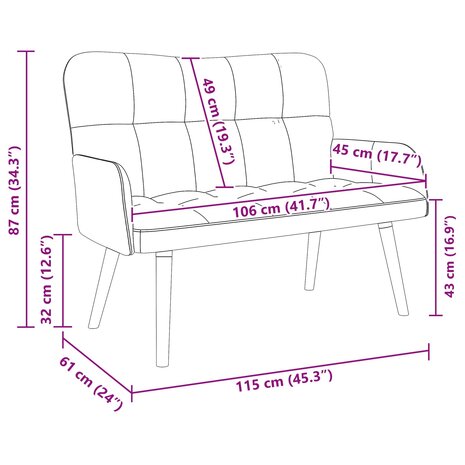 Twee Persoons Sofa Turquoise 115 x 61 x 87 cm Fluweel 9