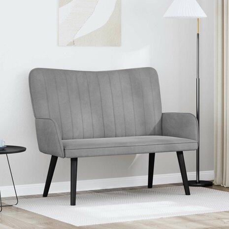 Twee Persoons Sofa Lichtgrijs 115 x 61 x 87 cm Fluweel 1