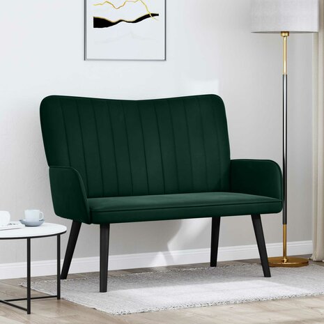 Twee Persoons Sofa Donkergroen 115 x 61 x 87 cm Fluweel 1