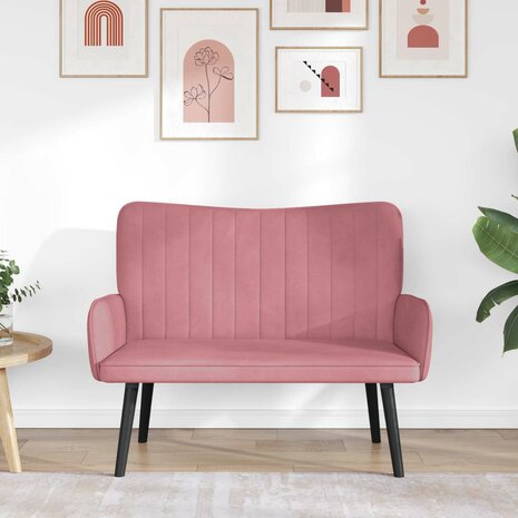 Twee Persoons Sofa Roze 115 x 61 x 87 cm Fluweel 3
