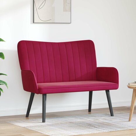 Twee Persoons Sofa Wijnrood 115 x 61 x 87 cm Fluweel 1