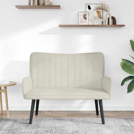 Twee Persoons Sofa Cr&egrave;me 115 x 61 x 87 cm Fluweel 3