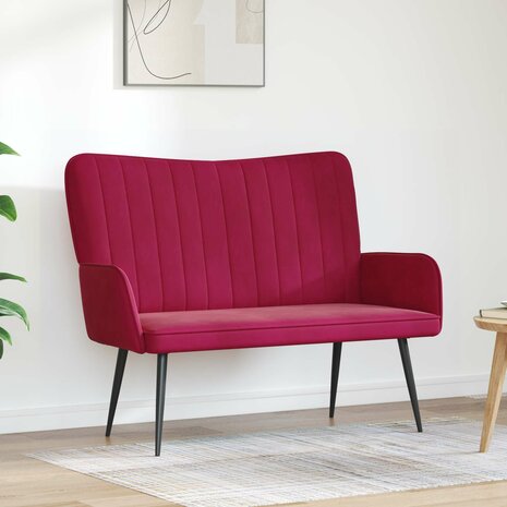 Twee Persoons Sofa Wijnrood 115 x 61 x 87 cm Fluweel 1