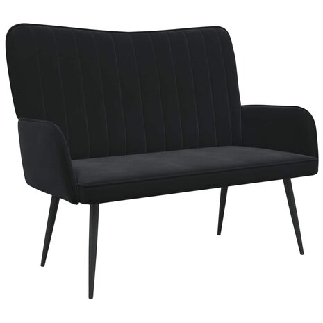 Twee Persoons Sofa Zwart 115 x 61 x 87 cm Fluweel 2