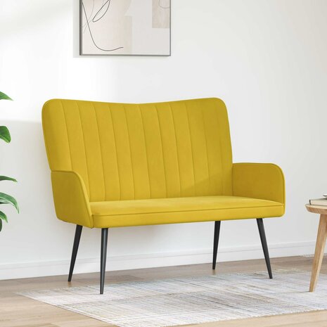 Twee Persoons Sofa Geel 115 x 61 x 87 cm Fluweel 1