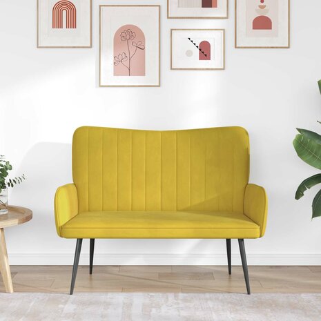 Twee Persoons Sofa Geel 115 x 61 x 87 cm Fluweel 3