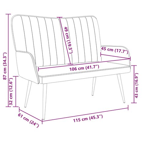 Twee Persoons Sofa Geel 115 x 61 x 87 cm Fluweel 9