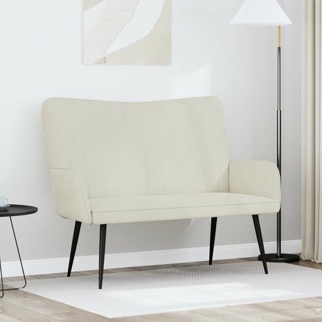 Twee Persoons Sofa Cr&egrave;me 115 x 61 x 87 cm Fluweel 1