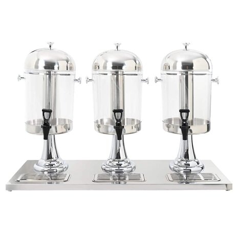 Drievoudige sapdispenser roestvrij staal 3x8 L 2