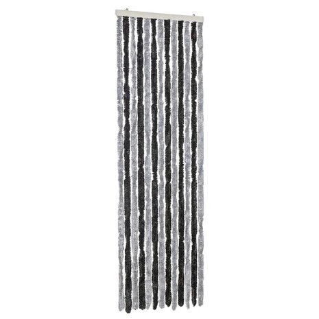 Vliegengordijn 56x185 cm chenille grijs en zwart 2