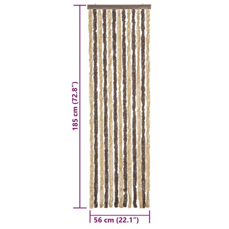 Vliegengordijn 56x185 cm chenille donkerbruin en beige 7