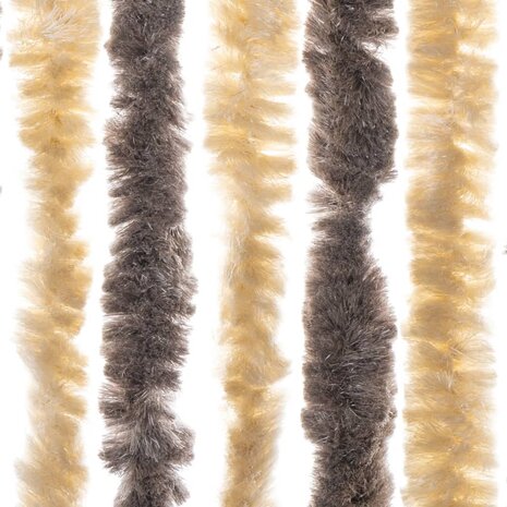 Vliegengordijn 90x200 cm chenille donkerbruin en beige 5