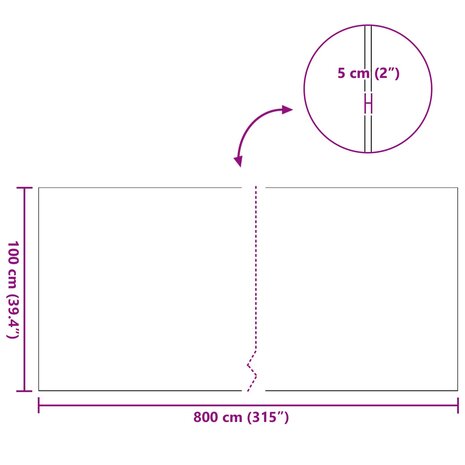 Kunstgras Groen 1 x 8 m / 50 mm PP & PE 10