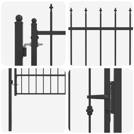 Hekpoort met slot Asten Zwart 150 x 88 cm Staal 4