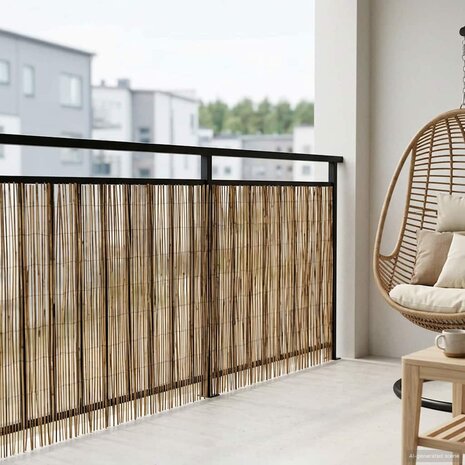 Tuinhek Ge&euml; carboniseerd 400 x 100 cm Riet 3
