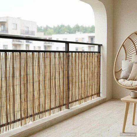 Tuinhek Ge&euml; carboniseerd 300 x 100 cm Riet 3