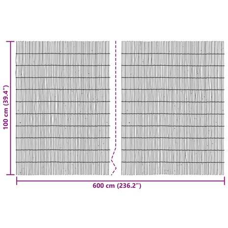 Tuinhek Ge&euml; carboniseerd 600 x 100 cm Riet 7