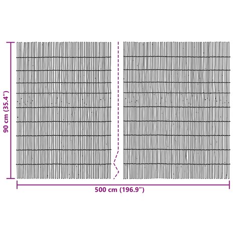 Tuinhek Ge&euml; carboniseerd 500 x 90 cm Riet 7