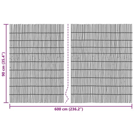 Tuinhek Ge&euml; carboniseerd 600 x 90 cm Riet 7