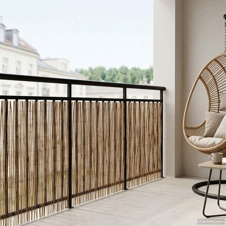 Tuinhek Ge&euml; carboniseerd 300 x 80 cm Riet 3