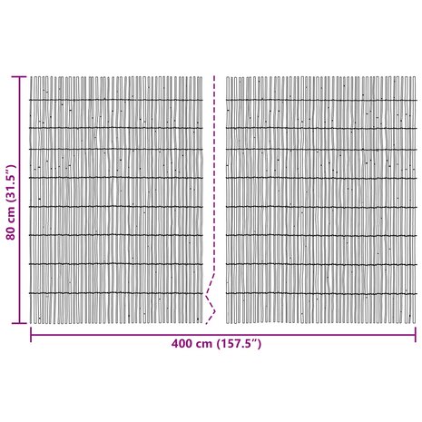 Tuinhek Ge&euml; carboniseerd 400 x 80 cm Riet 7