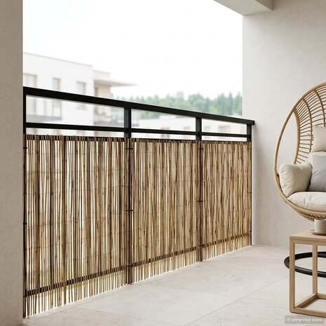 Tuinhek Ge&euml; carboniseerd 500 x 80 cm Riet 1