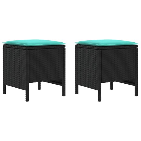 Tuinvoetenbank 2 Stuk Zwart en Turquoise 38 x 38 x 45 cm 2