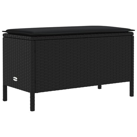Tuinvoetenbank met kussen Zwart 80 x 38 x 45 cm PE Rattan 2
