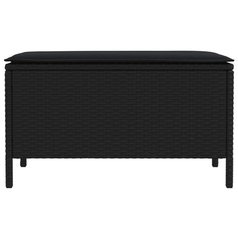 Tuinvoetenbank met kussen Zwart 80 x 38 x 45 cm PE Rattan 4