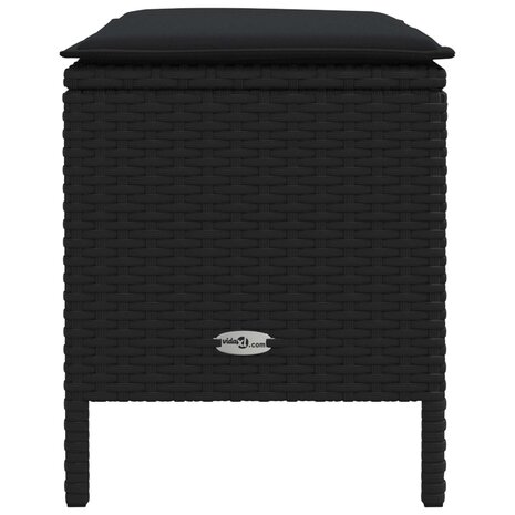 Tuinvoetenbank met kussen Zwart 80 x 38 x 45 cm PE Rattan 5