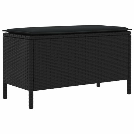 Tuinvoetenbank met kussen Zwart 80 x 38 x 45 cm PE Rattan 6