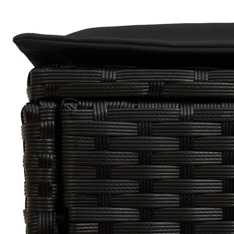 Tuinvoetenbank met kussen Zwart 80 x 38 x 45 cm PE Rattan 7