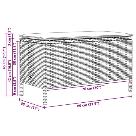 Tuinvoetenbank Beige en Licht Grijs 80 x 38 x 42 cm PE Rattan 11