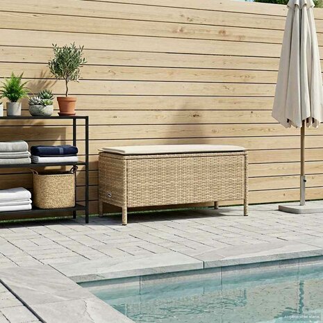 Tuinvoetenbank Beige en Cr&egrave;me 80 x 38 x 42 cm PE Rattan 3