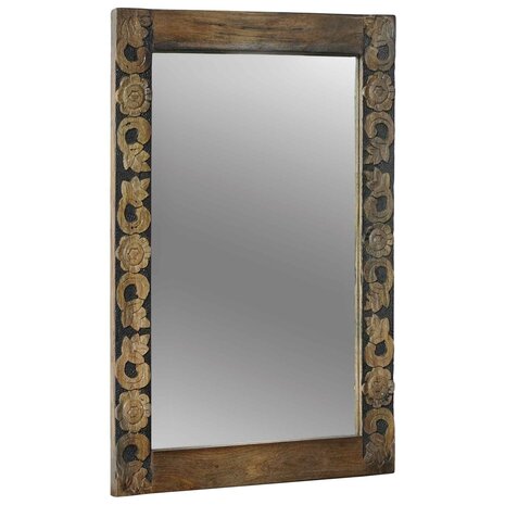 Wandspiegel walnootbruin 70 x 50 cm Bewerkt hout en glas 1