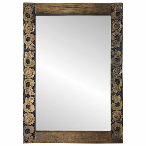 Wandspiegel walnootbruin 70 x 50 cm Bewerkt hout en glas 2