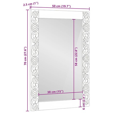 Wandspiegel walnootbruin 70 x 50 cm Bewerkt hout en glas 10