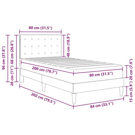 Bedframe met matras met hoofdeinde Lichtgrijs 80 x 200 cm Stof 11