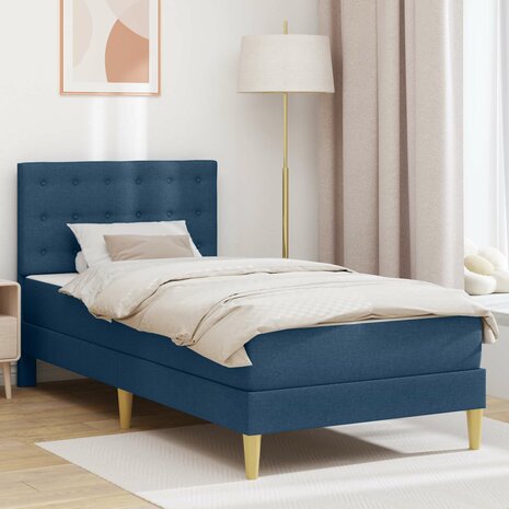 Bedframe met matras met hoofdeinde Blauw 80 x 200 cm Stof 1