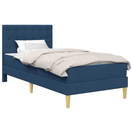 Bedframe met matras met hoofdeinde Blauw 80 x 200 cm Stof 2