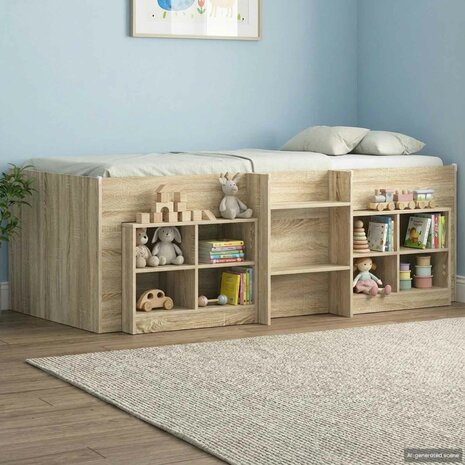 KinderHalfhoogslaper met ladder Sonoma 90 x 200 cm Bewerkt hout 3