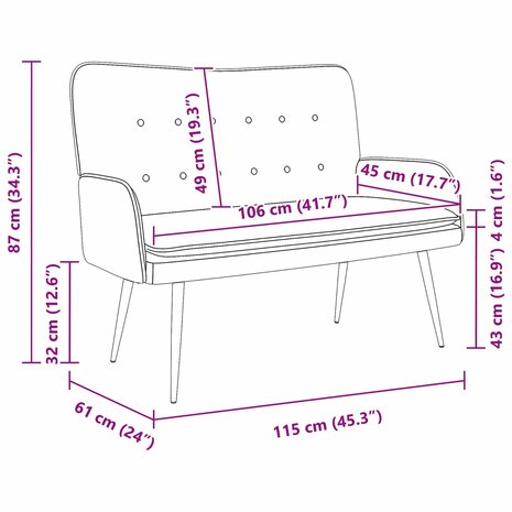 2-Zits Sofa Blauw 115 x 61 x 87 cm Stof 9