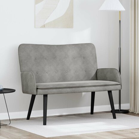 Twee Persoons Sofa Lichtgrijs 115 x 61 x 87 cm Fluweel 1