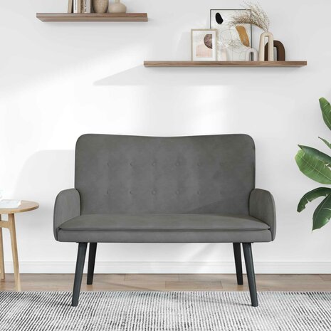 Twee Persoons Sofa Donkergrijs 115 x 61 x 87 cm Fluweel 3