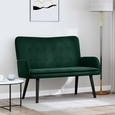 Twee Persoons Sofa Donkergroen 115 x 61 x 87 cm Fluweel 1