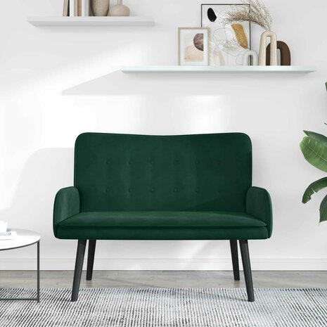 Twee Persoons Sofa Donkergroen 115 x 61 x 87 cm Fluweel 3