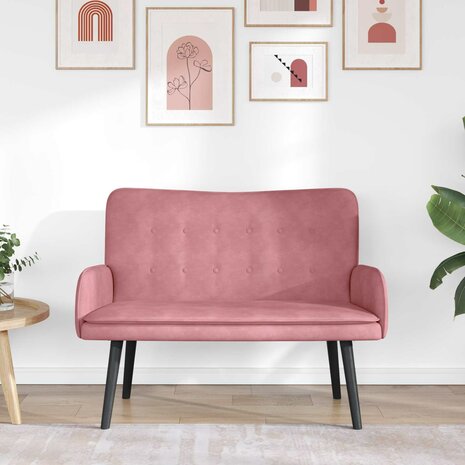 Twee Persoons Sofa Roze 115 x 61 x 87 cm Fluweel 3