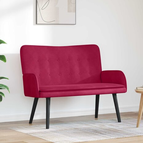 Twee Persoons Sofa Wijnrood 115 x 61 x 87 cm Fluweel 1