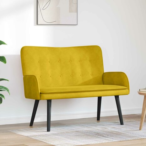 Twee Persoons Sofa Geel 115 x 61 x 87 cm Fluweel 1