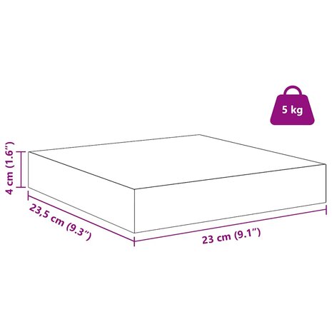 Wandplank Wandgemonteerd Bruin 23 x 23,5 x 4 cm Bewerkt hout 12